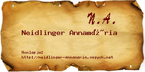 Neidlinger Annamária névjegykártya